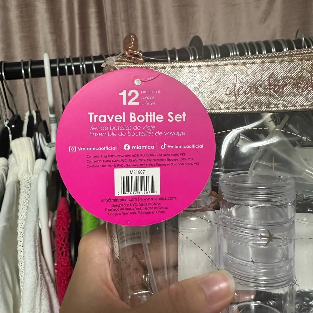 Mi Amica Transparent Toiletry Bag with Gold Accents